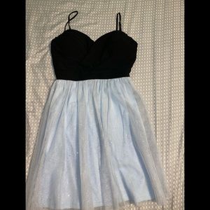 Junior girls Mini party dress with light blue sparkly tooling